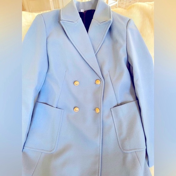 Women’s Double-breasted Wool Coat with Gold-tone Hardware Blue S - Picture 9 of 9